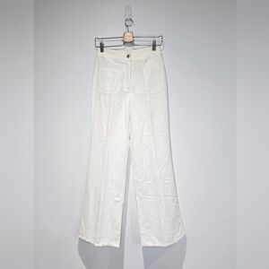 Loro Piano White Wide-Leg Pants Linen Blend Size 38 IT